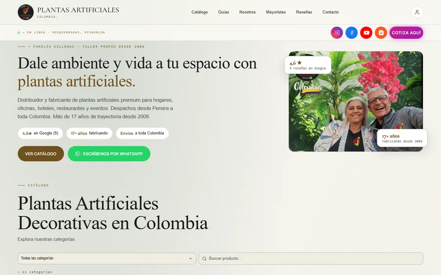 Plantas Artificiales Colombia, catálogo con envío nacional